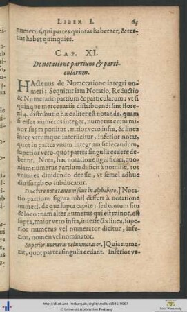 Cap. XI. De notatione partium & particularum