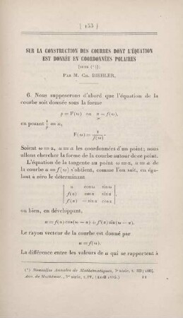 Sur la construction des courbes dont l'équation est donnée en coordonnées polaires. [Fortsetzung]