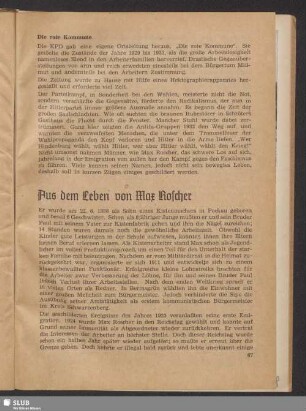 Aus dem Leben von Max Roscher
