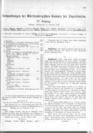 77. Sitzung, Stuttgart, 14.11.1899