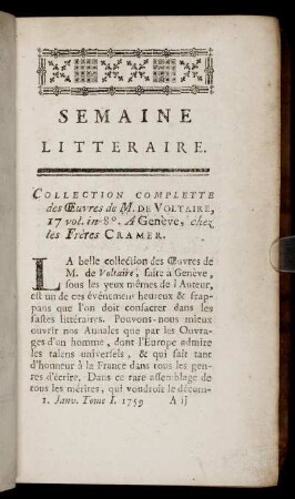 Semaine Littéraire. Janv. 1 - 5