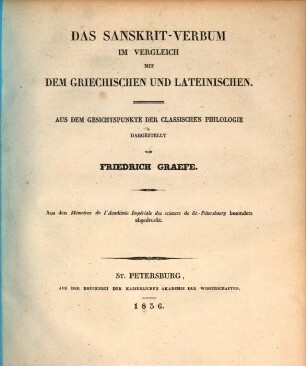 Das Sanskrit-Verbum im Vergleich mit dem griechischen und lateinischen