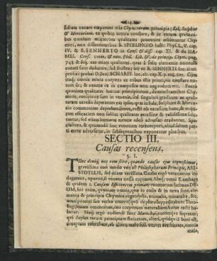 Sectio III. Causas recensens.