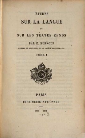 Études sur la langue et sur les textes Zends, 1