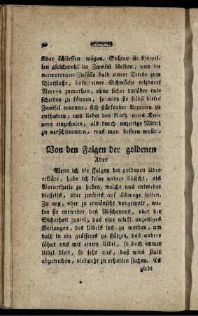 Von den Folgen der goldenen Ader. - Von der Heilungsart der blinden goldenen Ader.