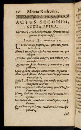 26-52, Moria Rediviva, Actus Secundi