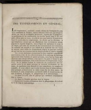 Des Tempéraments En Général.
