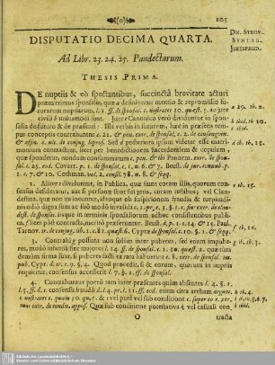 Disputatio Decima Quarta. Ad Libr. 23. 24. 25. Pandectarum