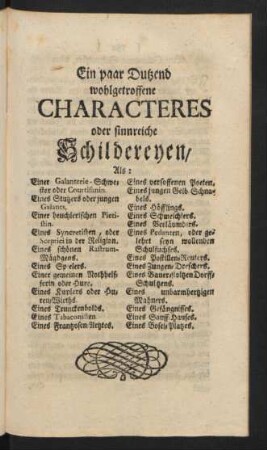 Ein paar Dutzend wohlgetroffene Characteres ...