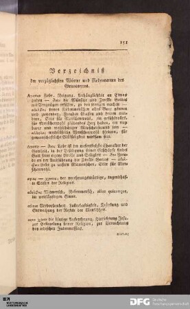 Verzeichniß der vorzüglichen Wörter und Redensarten des Grundtextes.