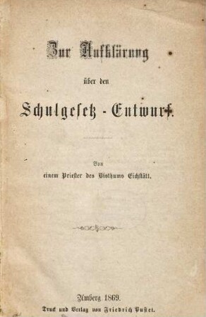 Zur Aufklärung über den Schulgesetz-Entwurf