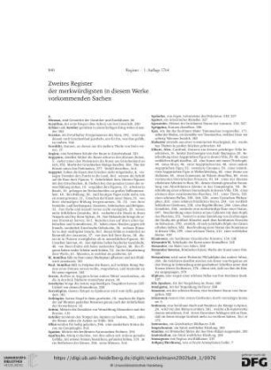 Zweites Register der merkwürdigsten in diesem Werke vorkommenden Sachen