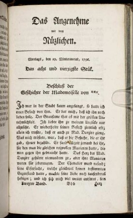 Das acht und vierzigste Stück. Montags, den 29. Wintermonat, 1756.