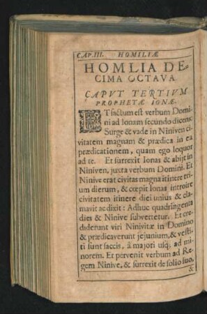 Caput Tertium Prophetae Ionae. Homilia Decima Octava - Homilia Vigesima Sexta.