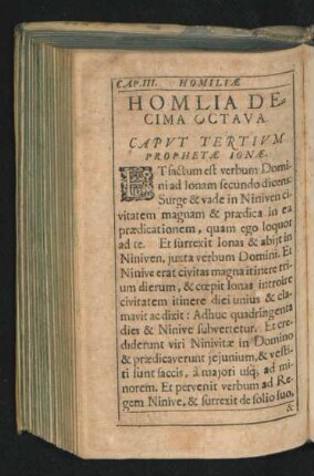 Caput Tertium Prophetae Ionae. Homilia Decima Octava - Homilia Vigesima Sexta.