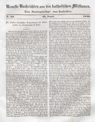 Neueste Nachrichten aus den katholischen Missionen Nr. 34