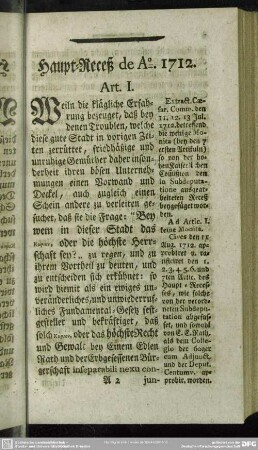 Haupt-Receß de Ao. 1712.