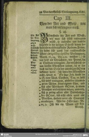 Cap III. Von der Art und Weise, wie man sich verleugnen muß