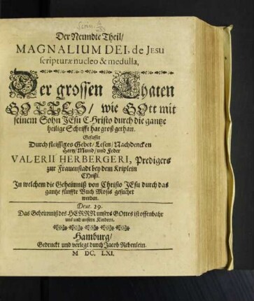 9: Magnalia Dei de Jesu, Scripturae nucleo & medulla