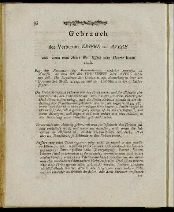 Gebrauch der Verborum Essere und Avere und wenn man Avere und Essere oder Dovere setzen muss.