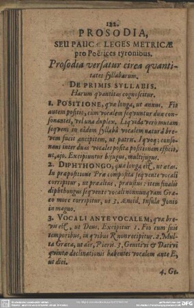 Prosodia Seu Paucae Leges Metricae pro Poerices tyronibus