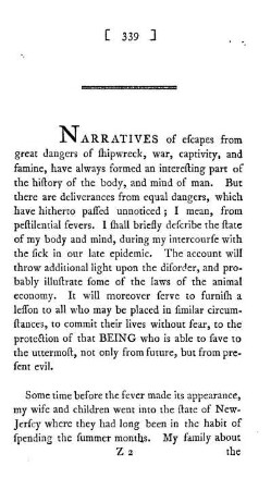 Narrative of the state of the Author's body and mind during the prevalence of the fever.