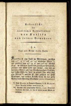 Uebersicht der natürlichen Beschaffenheit von Korsika und seiner Bewohner