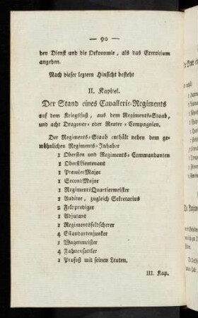 90 II. Der Stand eines Cavallerie-Regiments