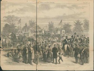 FRANK LESLIE'S ILLUSTRATED NEWSPAPER. October 2, 1869. Unvailing The Humboldt Monument In Central Park, New York, September 14th, 1869.-See Page 45.