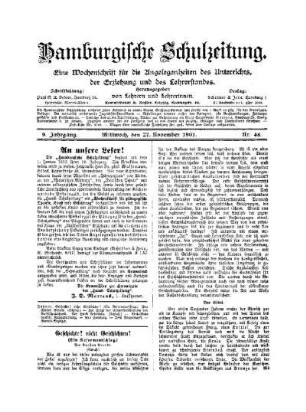 Geschichte! nicht Geschichten! : (ein Reformvorschlag) ; (Schluß)