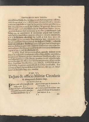 Cap. VI. De Jure & officio Militiae Circularis in exequendo banno Imp.