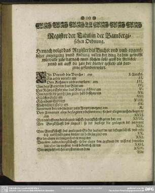 Register der Titul der Bambergischen Ordnung