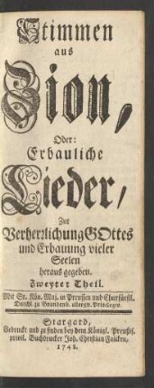 T. 2: Stimmen aus Zion, Oder: Erbauliche Lieder
