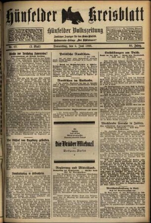 Zweite Ausgabe vom Donnerstag, den 05. Juni 1930.