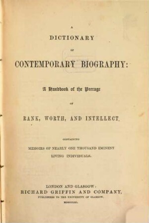 A Dictionary of contemporary biography