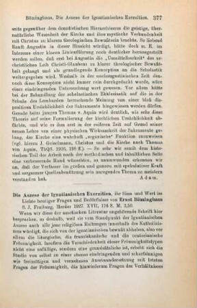 377-379 [Rezension] Böminghaus, Ernst, Die Aszese der Ignatianischen Exerzitien