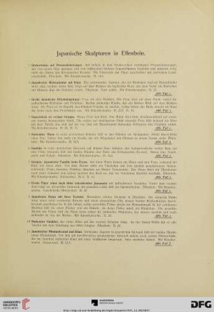 Japanische Skulpturen in Elfenbein (Nr. 1-75)