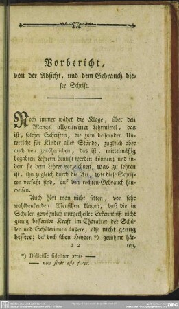 Vorbericht, von der Absicht, und dem Gebrauch dieser Schrift