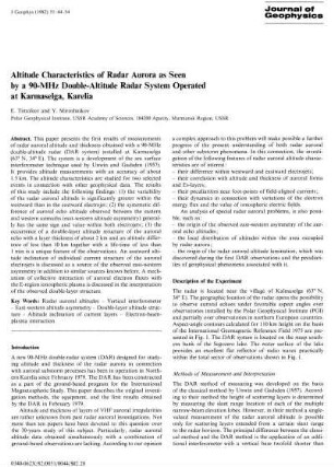 Altitude characteristics of radar aurora as seen by a 90-MHz double-altitude radar system operated at Karmaselga, Karelia