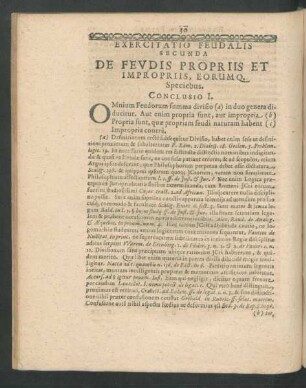Exercitatio Feudalis Secunda De Feudis Propriis Et Impropriis, Eorumque Speciebus.