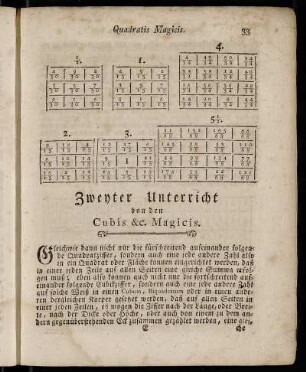 Zweyter Unterricht von den Cubis &c. Magicis.