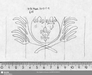 W-Dl-705 Schild (gekrönt) zwischen Zweigen + Lilien
