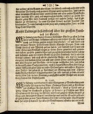 31-39, Kaiser Ludwigs bestättbrieff über die grossen ....; A. 1347; A 1471