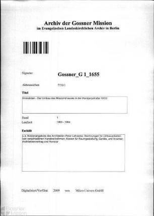 Immobilien - Der Umbau des Missionshauses in der Handjerystraße 19/20