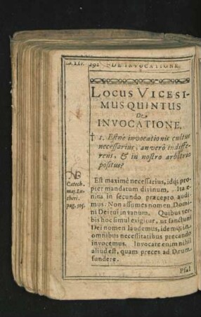 Locus Vicesimus Quintus. De Invocatione.
