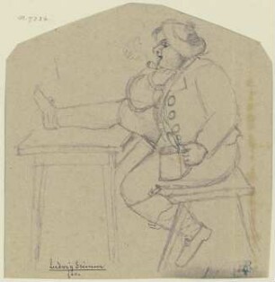Dicker Mann mit Bierseidel und Pfeife