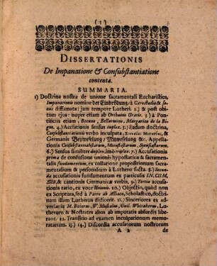 Dissertatio Historico-Theologica De Impanatione Et Consubstantiatione, Pontificiorum & Reformatorum quorundam accusationibus opposita