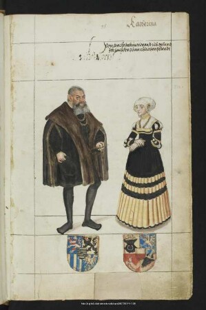 Bl. 95r: [Hertzog Heinrich], Katherina : Heinrich der Fromme Hzg. 1473-1541 (S. d. Albrecht des Beherzten) oo Katharina v. Mecklenburg, T. d. Hzg. Magnus II.