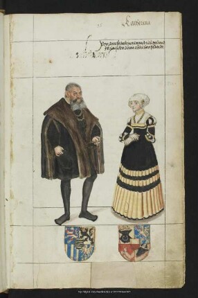Bl. 95r: [Hertzog Heinrich], Katherina : Heinrich der Fromme Hzg. 1473-1541 (S. d. Albrecht des Beherzten) oo Katharina v. Mecklenburg, T. d. Hzg. Magnus II.