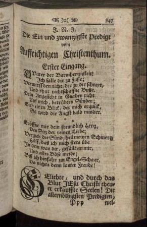 Die Ein und zwantzigste Predigt vom Auffrichtigen Christenthum.